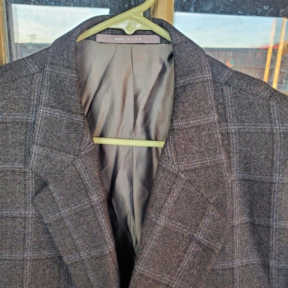 Hickey Freeman Mens Gray Custom Surgical Cuffs Plaid Wool 2 Button Blazer 51 R - Picture 4 of 9